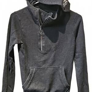 Fox Riders Co. Women’s Gray Half Zip Hoodie  Spellout XS
